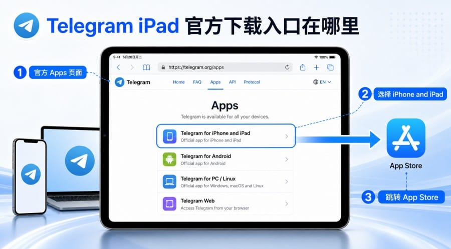 Telegram iPad 官方入口在哪里?下载、安装和登录方法说明 配图 1