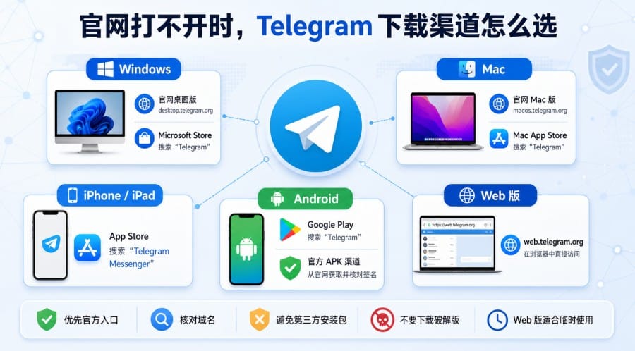 Telegram 官网入口打不开怎么办？网络排查与安全下载方法 第 3 张正文图