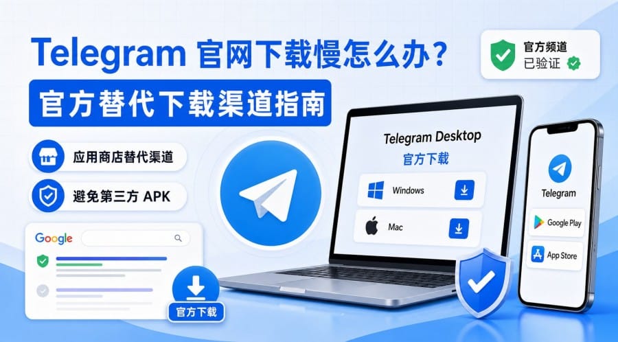 Telegram 官网下载慢怎么办？应用商店替代渠道与安全下载建议