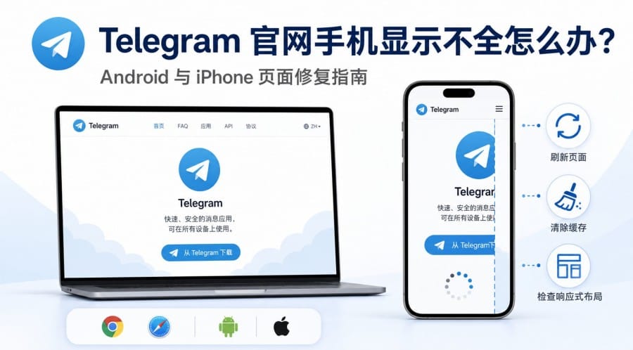 Telegram 官网手机显示不全怎么办:Android、iPhone 页面修复指南