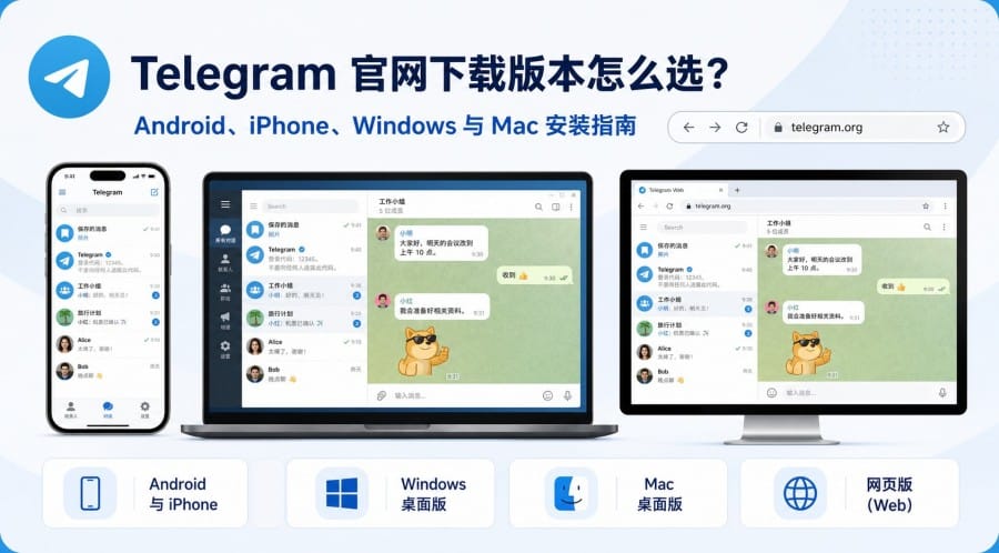 Telegram 官网下载与版本选择:手机、电脑和网页版安装指南