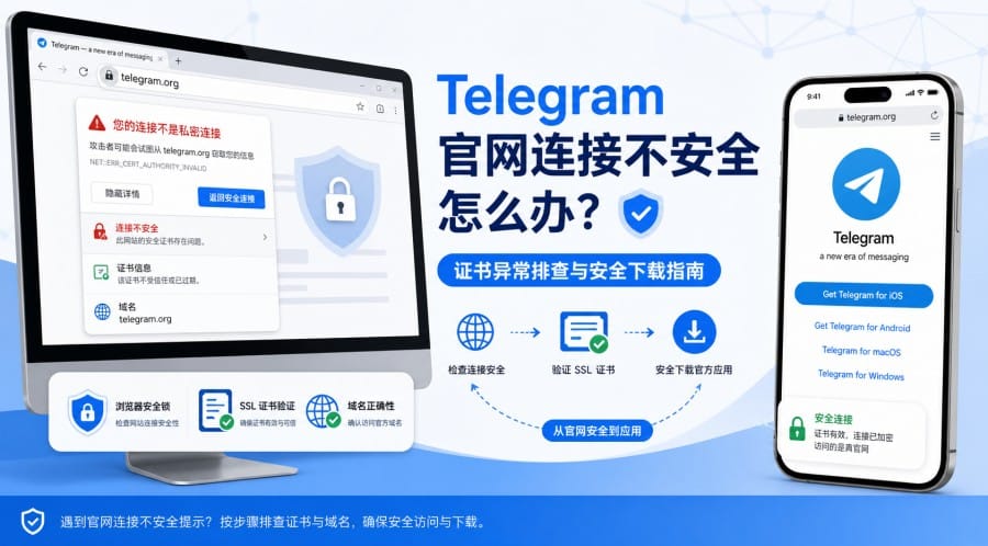 Telegram 官网连接不安全怎么办?证书异常排查与安全下载指南