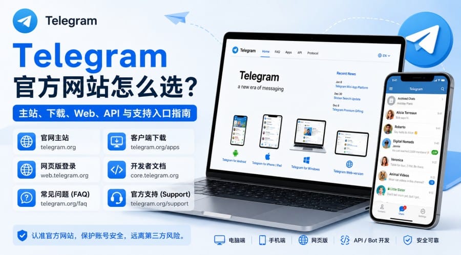 Telegram 官方网站怎么选?主站、下载、Web、API 与支持入口指南