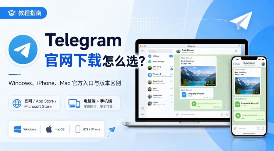 Telegram 官网下载怎么选?Windows、iPhone、Mac 官方入口与版本区别
